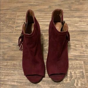 Maroon Peep Toe Booties